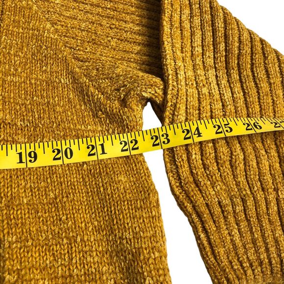 Vintage Bugia Sweater L Yellow Fisherman Cable Knit Wool Blend Mock Neck Italy - Picture 14 of 16